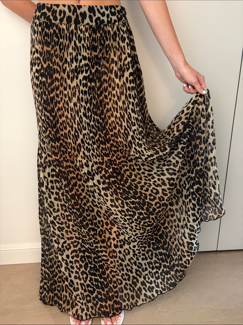 Ganni Leopard Print Maxi Skirt Semi Sheer - Picture 5 of 8